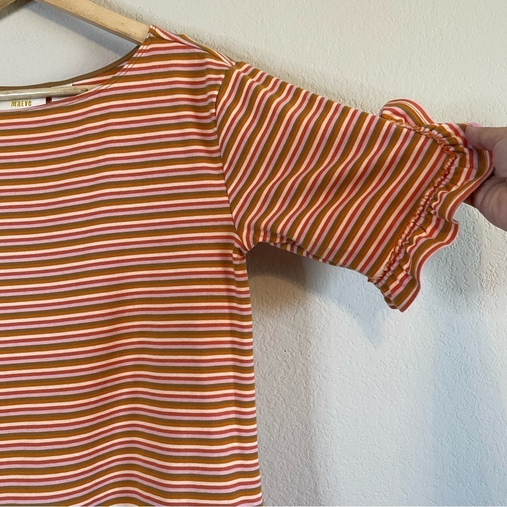 Anthropologie Striped Orange and White Peplum Top - Picture 7 of 14